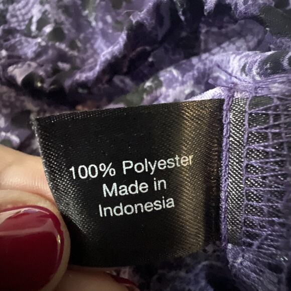 Lane Bryant Purple Burnout Snakeskin Print Size 16 Keyhole Neckline Long Sleeve - Picture 7 of 11